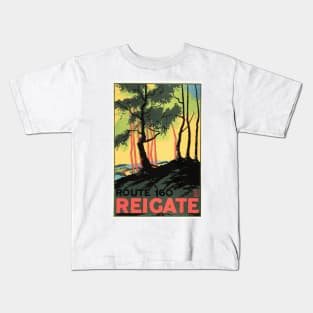 ENGLAND REIGATE Route 160 Surrey Art Deco Vintage Railway Kids T-Shirt